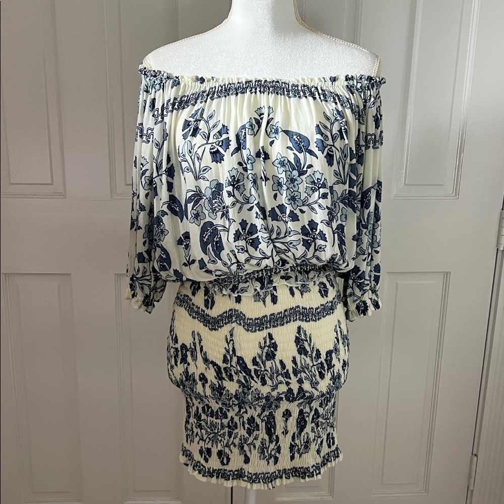 Jen's Pirate Booty Blue and White after the shoulder dress XS